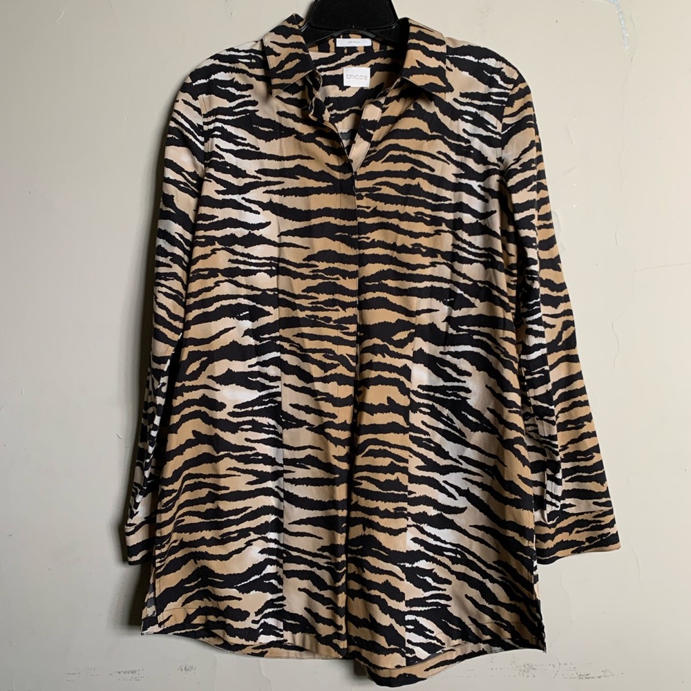 Chico’s 100% Cotton Button-Up Shirt Blouse Dress